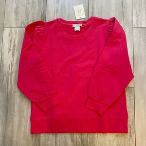 NWT TBBC Is It Saturday Hot Punch Pink Puff Sleeve Sweatshirt, women’s XS